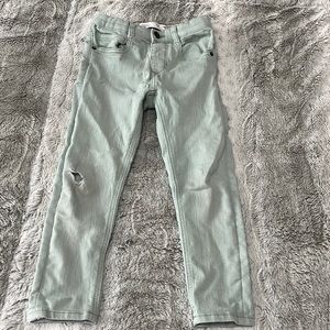 ZARA Kids Teal Distressed Knee Denim Pants Size 3-4 Yrs